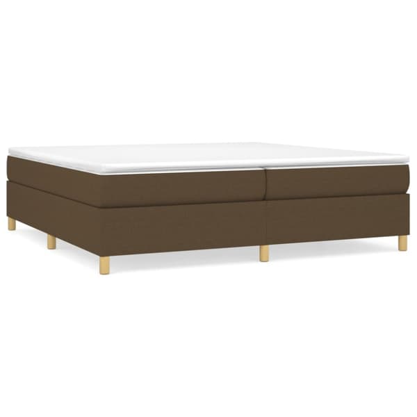 Boxspring-sängram mörkbrun 200x200 cm tyg