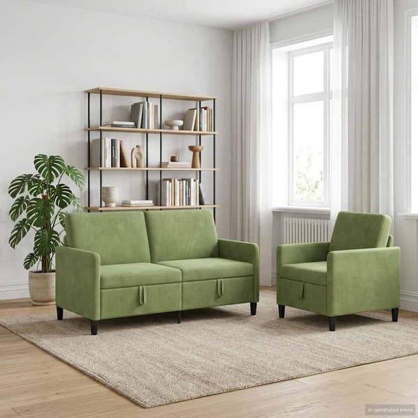 Soffgrupp med förvaring 2 st Ljusgrön Polyester