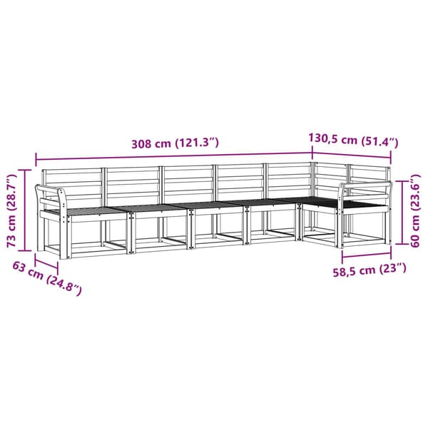 Utomhussoffset 6 pcs Vit Massivt Akaciaträ