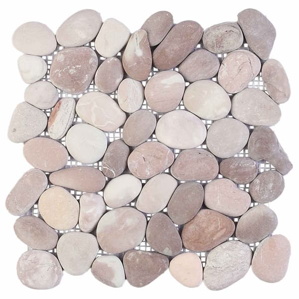 Pebble Tiles Beige och ljusrosa 30 x 30 cm Flodsten