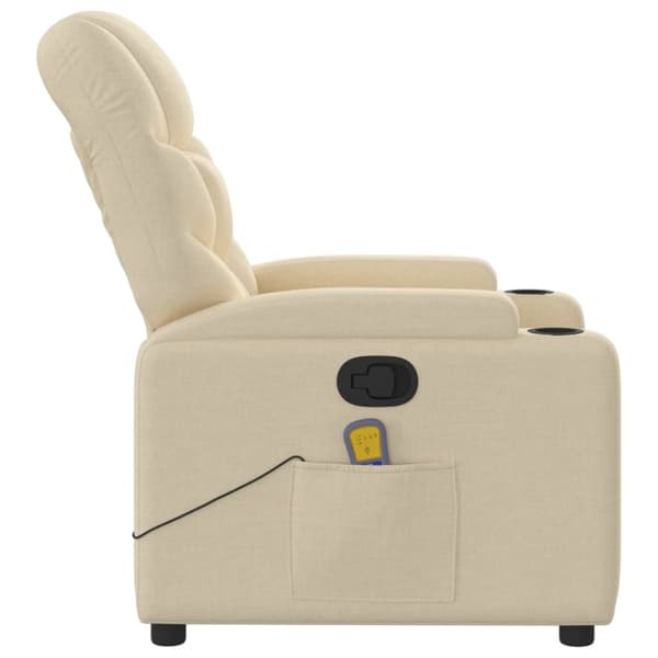 Massagefåtölj krämfärgad tyg