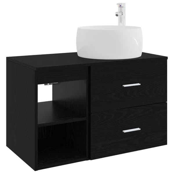 Badrumsmöbelset 2 pcs Svart ek Konstruerat trä