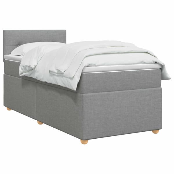 Kontinentalsäng med madrass Ljusgrå 100 x 200 cm Tyg
