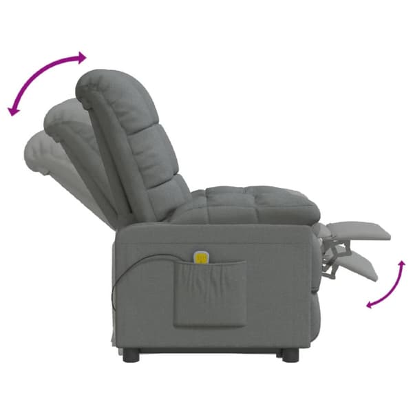 Massagefåtölj mörkgrå tyg