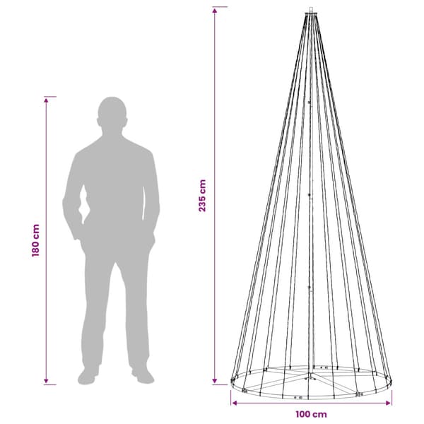 LED Julgran 235 cm 500 LED-lampor Varmvit Järn Svart