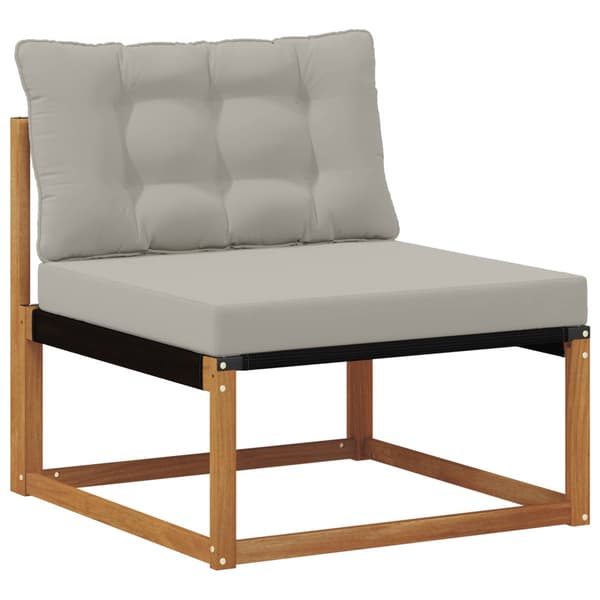 Utomhussoffset med kudde 3 pcs Naturlig och ljusgrå