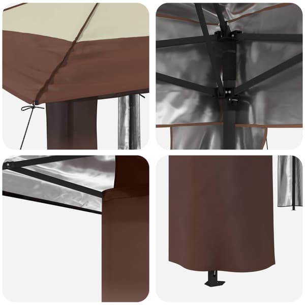 Gazebo utan vägg 4 x 4 m Kräm och brun