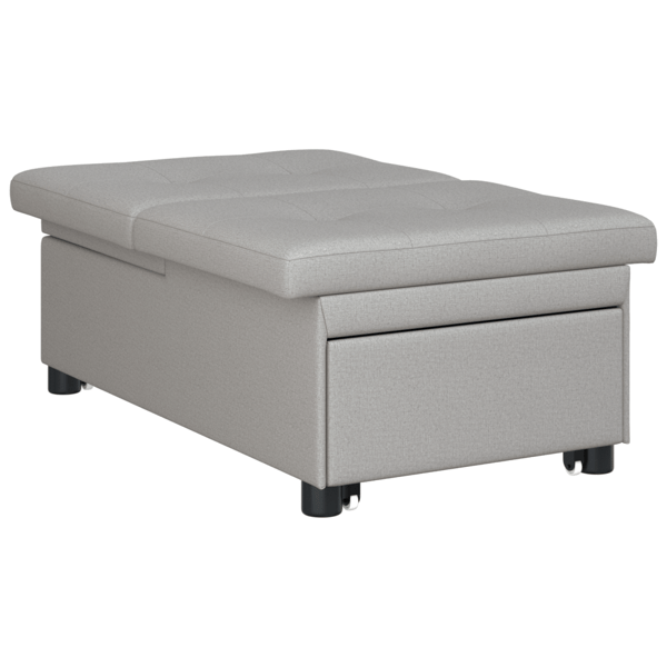 Pull Out Sofa Bed Grå 194 x 50 x 82 cm tyg