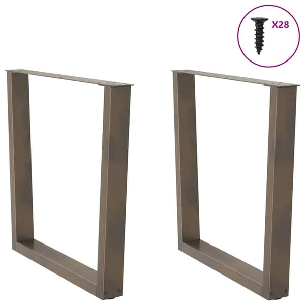 Matbordsben V-formade 2 st naturstål 80x(72-73,3) cm stål