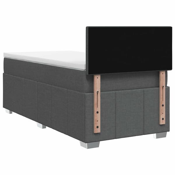 Boxspring säng med madrass och LED Mörkgrå 90 x 190 cm Tyg