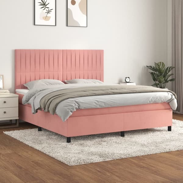 Ramsäng med madrass rosa 180x200 cm sammet