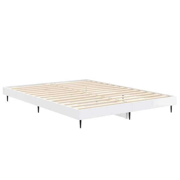 Sängram vit högglans 140x190 cm konstruerat trä