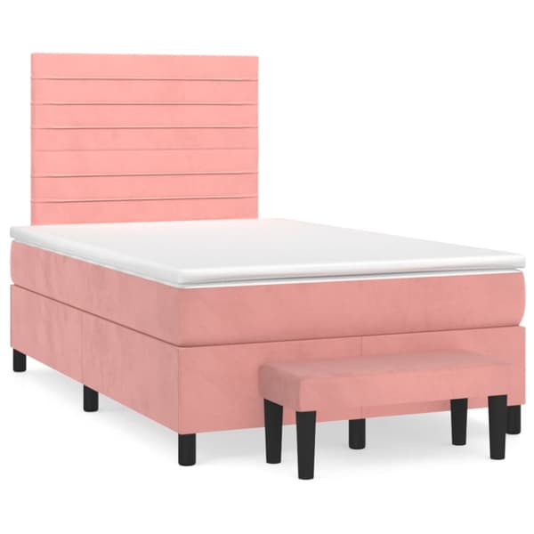 Ramsäng med madrass rosa 120x200 cm sammet