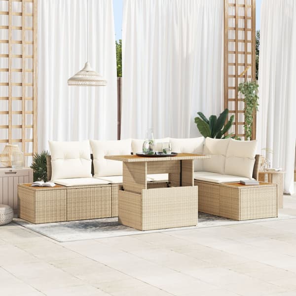 Trädgårdsoffset 6 st Beige konstrotting