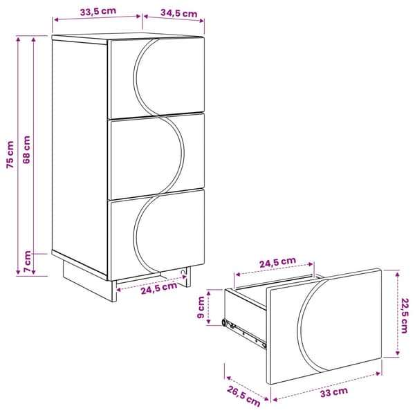 Sideboard Sonoma-ek 33,5 x 34,5 x 75 cm Konstruerat trä