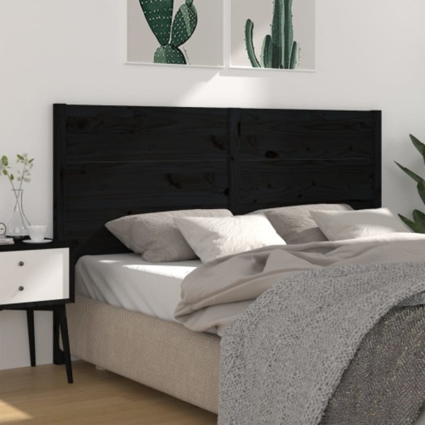 Sänggavel svart 206x4x100 cm massiv furu