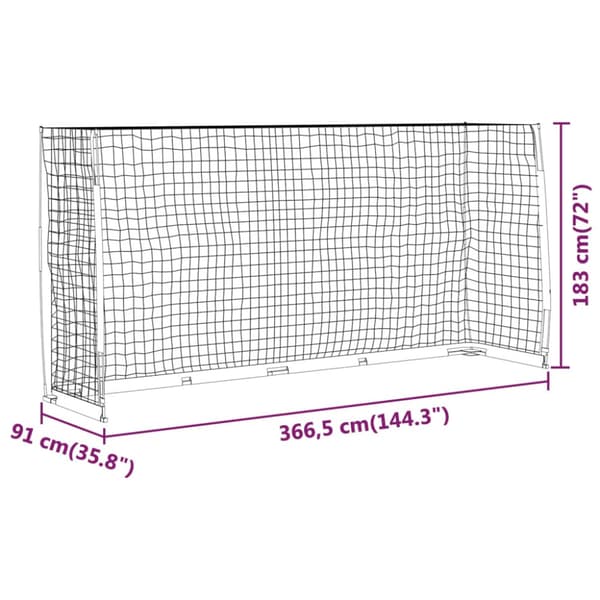 Fotbollsmål 366,5x91x183 cm stål