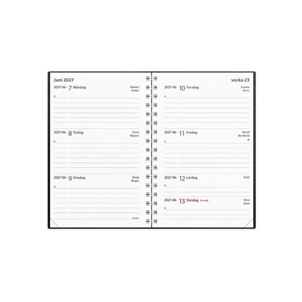 Kalender Leader 2027 plast svart
