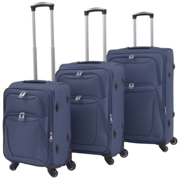 Resväskor 3 st marinblå soft case