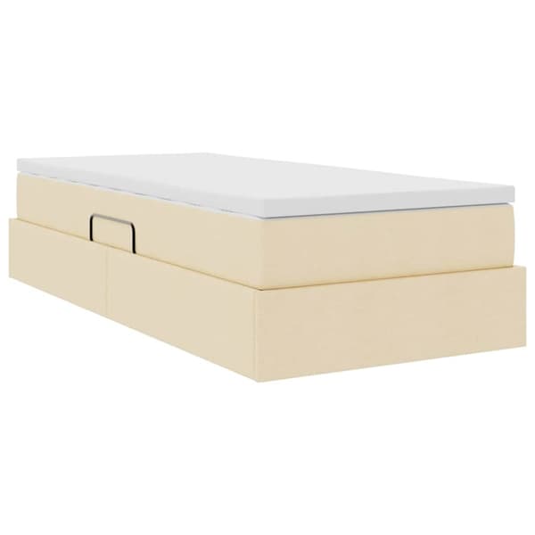 Förvaringssäng med madrass Kräm 100 x 200 cm Polyester