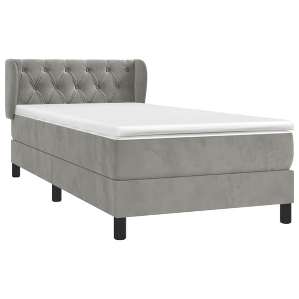 Ramsäng med madrass ljusgrå 80x200 cm sammet