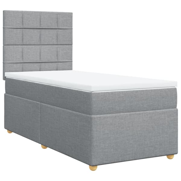 Ramsäng med madrass ljusgrå 90x200 cm tyg