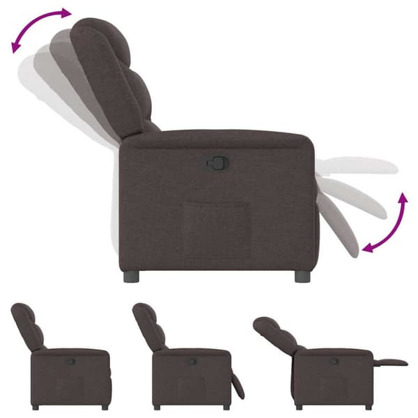 Reclinerfåtölj mörkbrun tyg