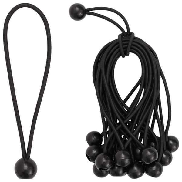 Bungee Cords med Bollar 100 st Svart 4 mm x 22 cm Polypropylen