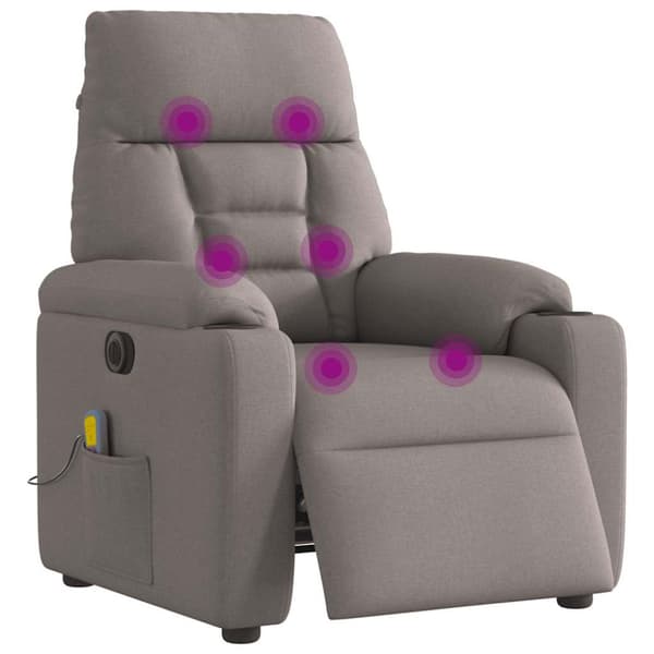 Elektrisk massagefåtölj taupe tyg