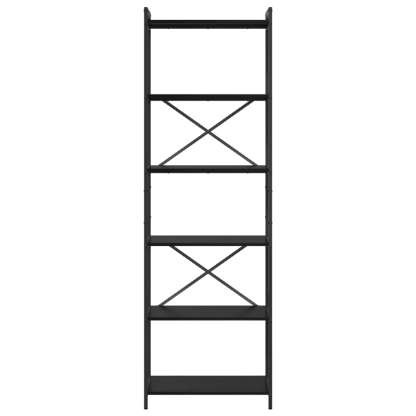 Hyllsystem Svart Ek 60 x 30 x 189,5 cm Konstruerat trä