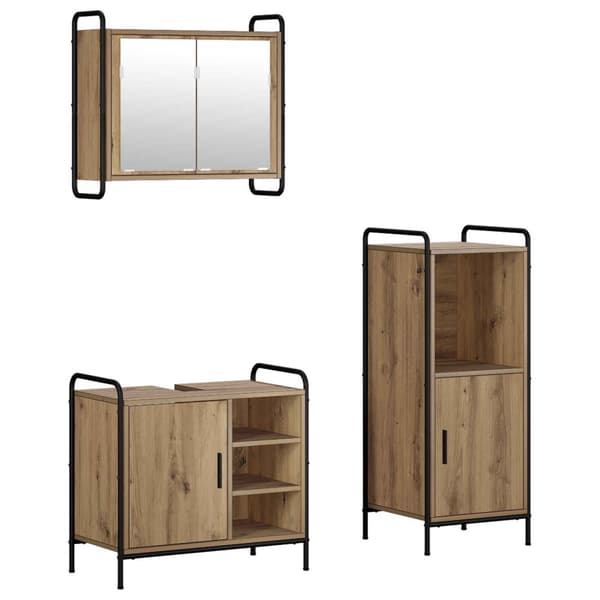 Badrumsskåpsset 3 st Artisan-ek 40 x 36 x 99,5 cm