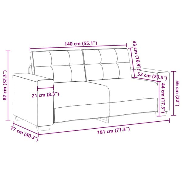 Loveseat soffa ljusgrå 180x77x82 cm tyg
