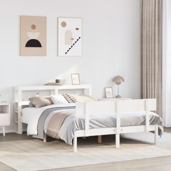 Sängram utan madrass vit 140x200 cm massiv furu