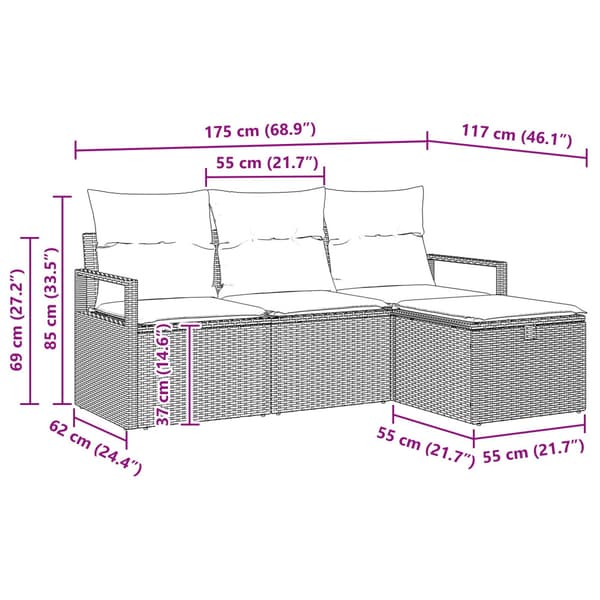 Soffset 4 st 4-Antal sittplatser Beige och gräddfärgad