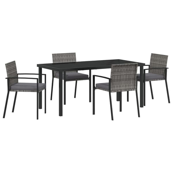 Trädgårdsmöbelset 5 pcs Grå Pulverlackerat stål