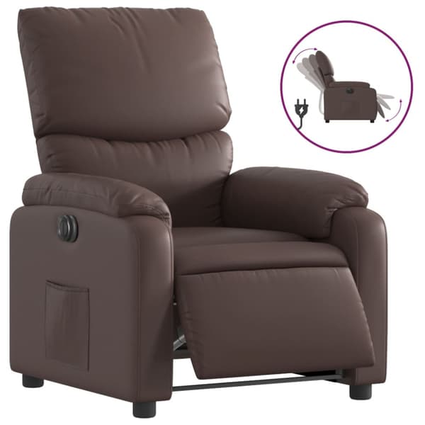 Elektronisk reclinerfåtölj brun konstläder