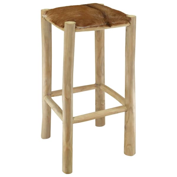 Barstol getskinnsläder och massiv teak