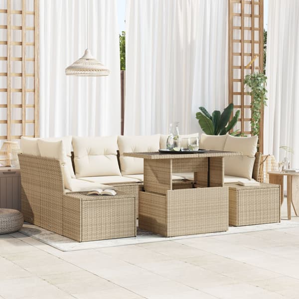 Trädgårdsoffset 7 st Beige och gräddfärgad