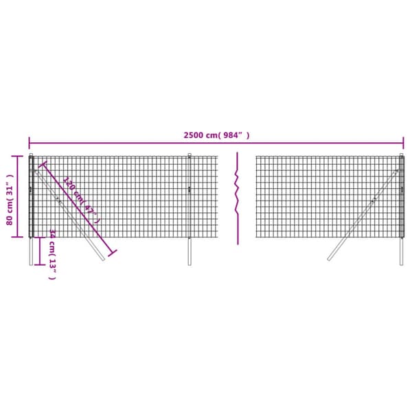 Stängsel antracit 0,8x25 m galvaniserat stål