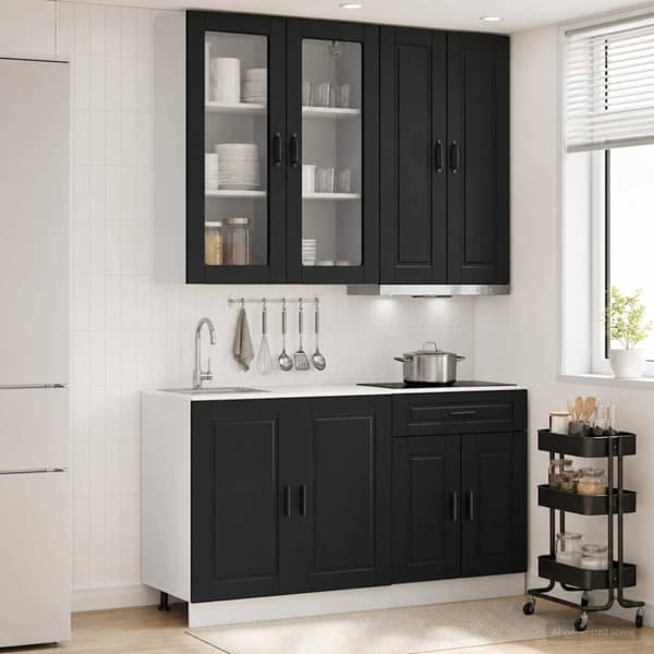 Köksenhet PORTO 4 pcs Svart Konstruerat trä