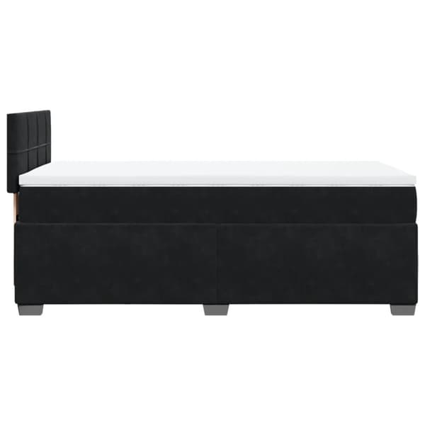 Ramsäng med madrass svart 90x190 cm sammet