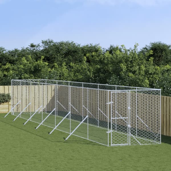 Hundgård för utomhusbruk silver 2x14x2 m galvaniserat stål