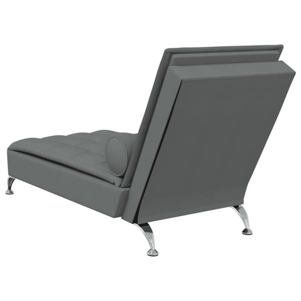 Massageschäslong med bolster mörkgrå tyg