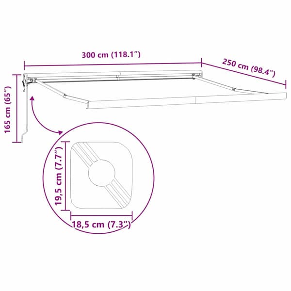 Markisram Vit 300 x 250 cm Aluminium