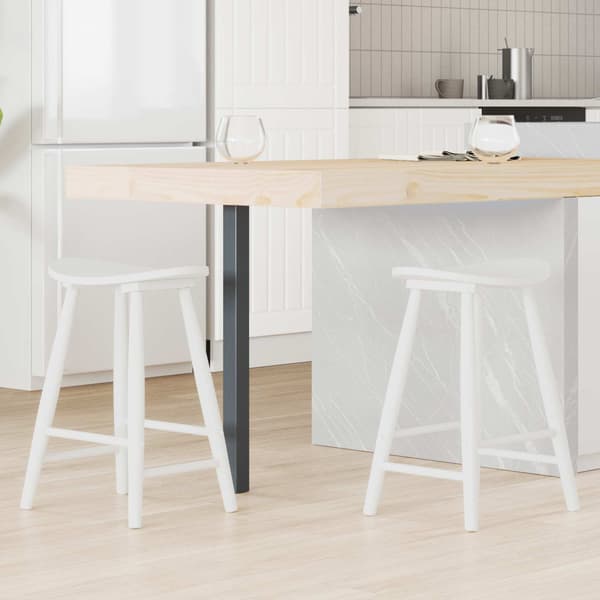 Matstolar 2 pcs Vit 46 x 37 x 63 cm Massiv Gummiträ