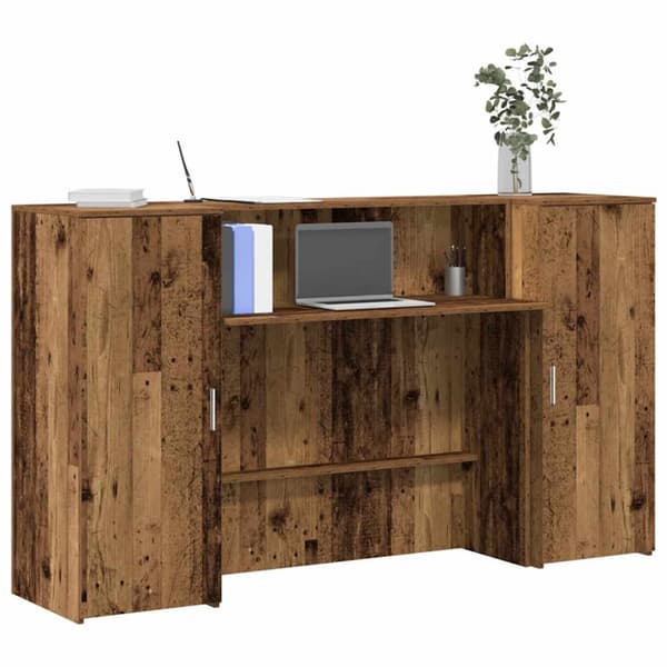 Receptionsdisk åldrat trä 180x50x103,5 cm konstruerat trä