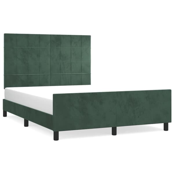 Sängram utan madrass mörkgrön 140x190 cm sammet
