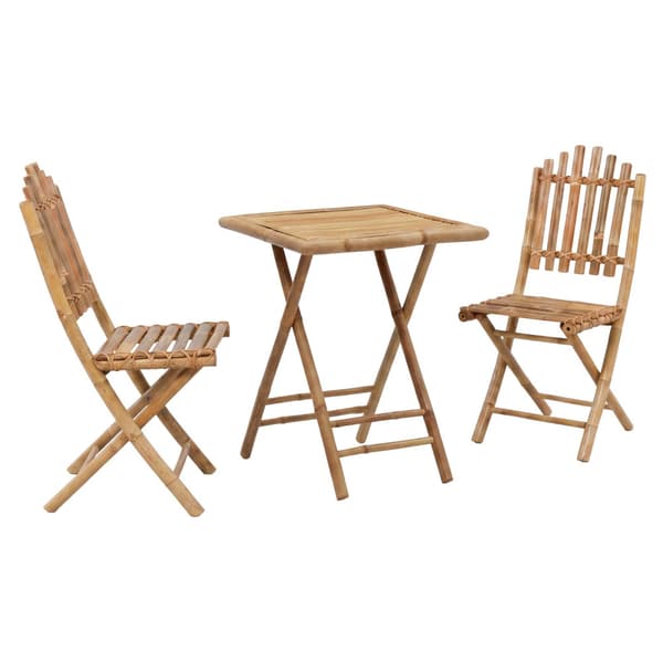 Fällbart trädgårdsdining set 3 st Naturlig Bambu