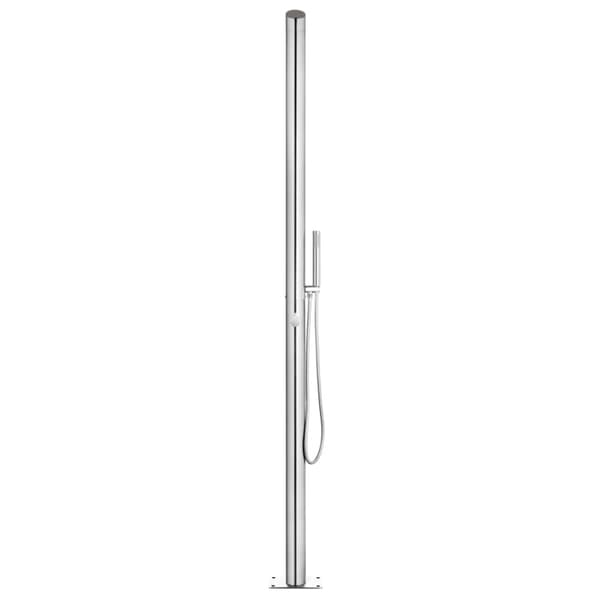 Trädgårdsdusch med grått golv 225 cm rostfritt stål