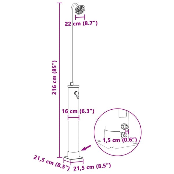 Solig Dusch med Duschhuvud PVC, ABS, Zinklegering Svart